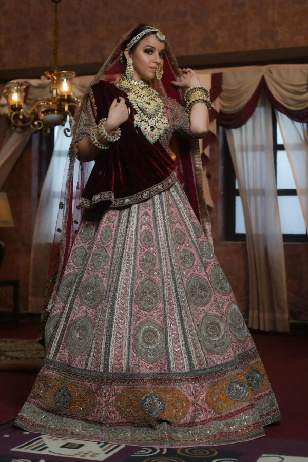 product information Marron Printed Chanderi Anarkali Dress - Image 4